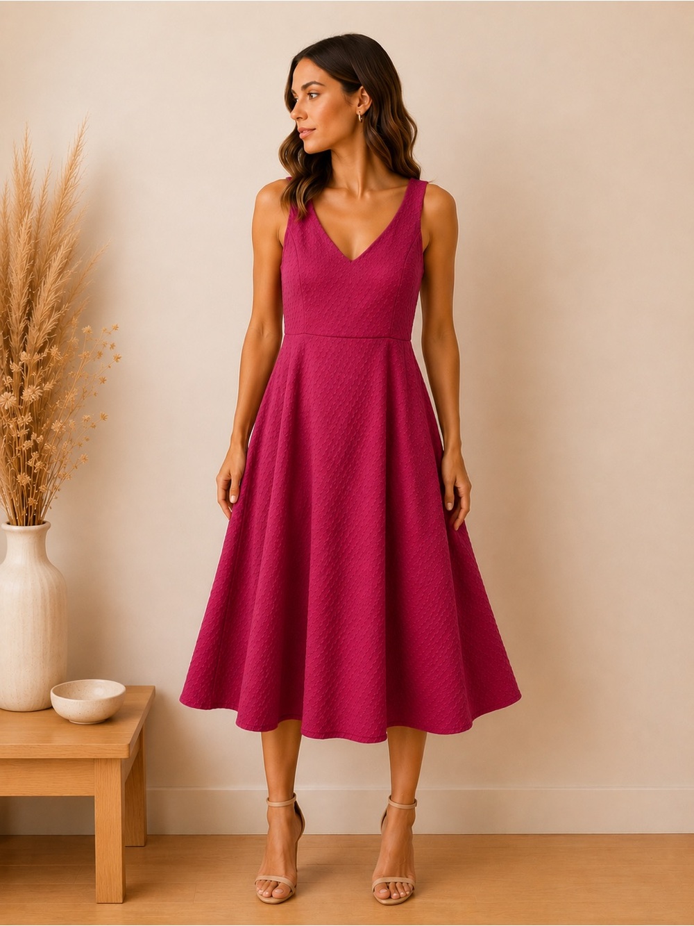 Torrid Size 3 Fuchsia Textured Fit & Flare Dress